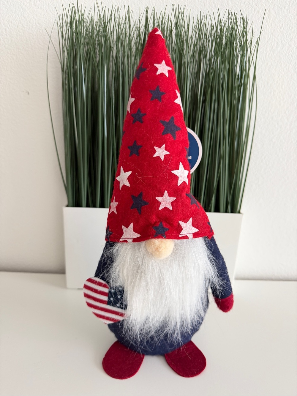 Patriotic Gnome Independence Day Decor 14.5” Red White Blue USA Flag